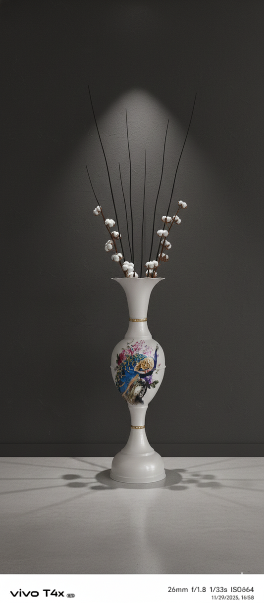 Regal Peacock Grandeur: Hand-Painted Floor Vase H-150CM