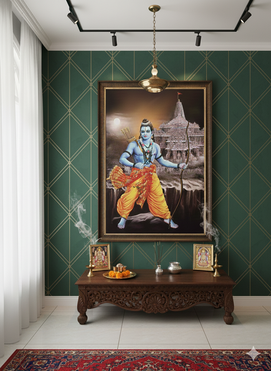Divine Valor and Grace: Lord Ram Ji Framed Portrait (23 x 33 Inches)