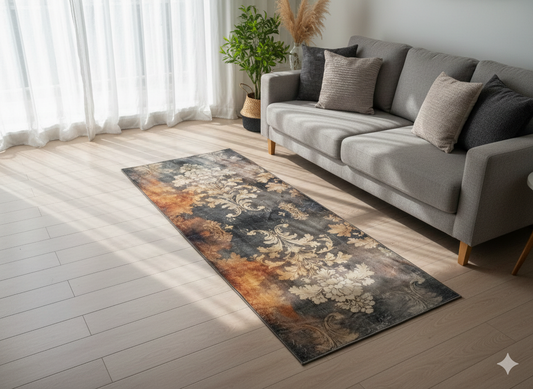 Grand Ornate Bedside Runner 2 ft. x 6 ft/ floor runner/home decor/gift/antiskid/multicolor