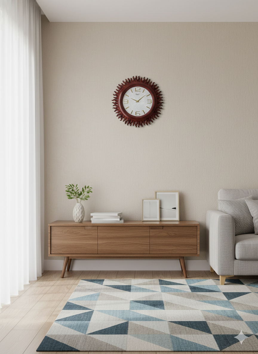 Sunburst Elegance: Decorative Wall Clock/ SUN/WOODLOOK/CLOCK/BIG/HUGE CLOCK