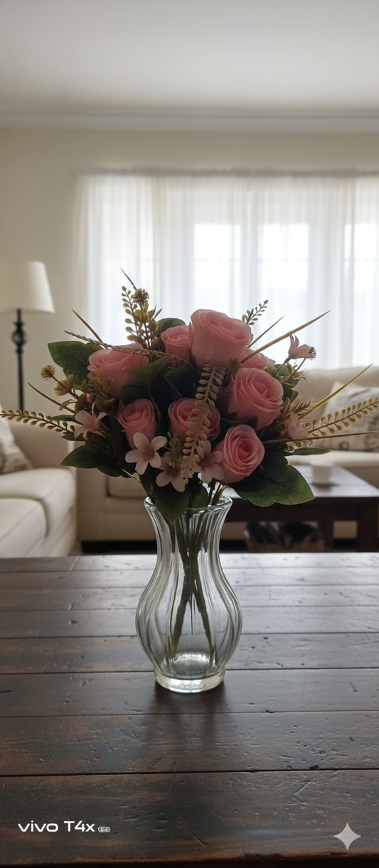 Artificial Flowers for Decoration Rose Flower Bunch for vase/Pot, Home/Office Decor, Gift, Artificial Plant, Craft, Without Vase