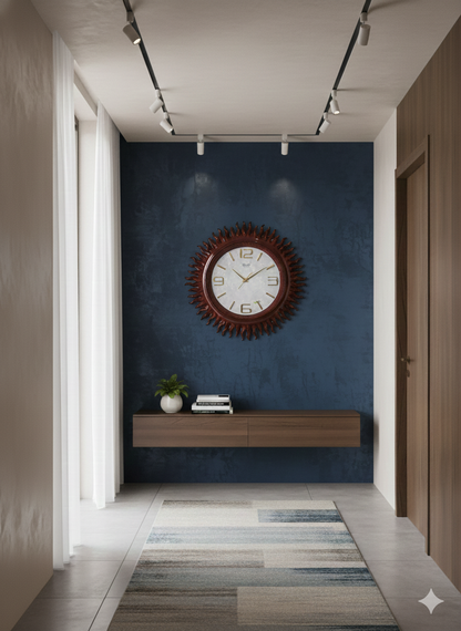 Sunburst Elegance: Decorative Wall Clock/ SUN/WOODLOOK/CLOCK/BIG/HUGE CLOCK
