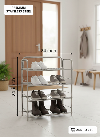 Multipurpose Stainless Steel 4-Shelf Rack (24 x 24 Inches)