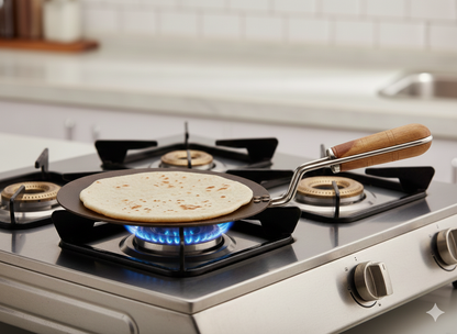 Traditional Iron Tawa for Roti/Chapathi/Paratha/Fulka with Wooden Handle Loha Lokhand Roti Tawa