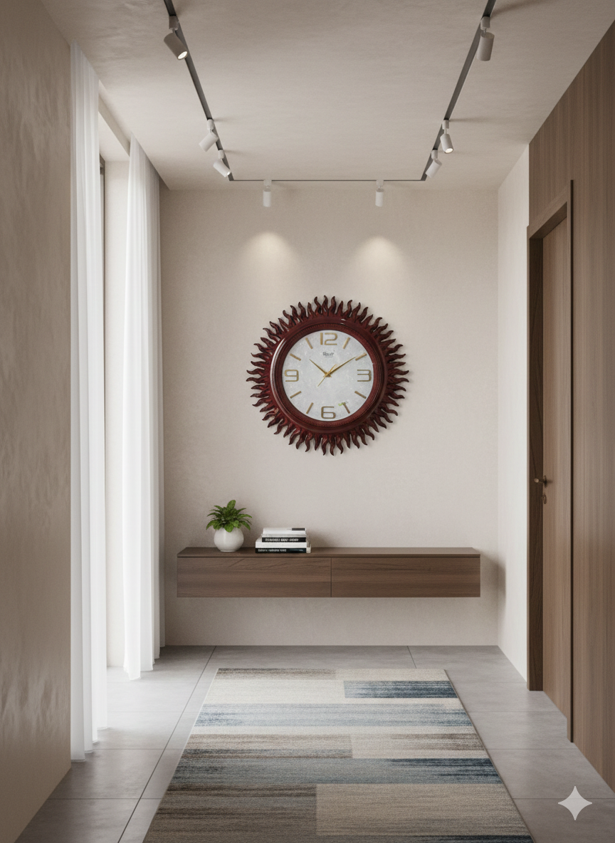 Sunburst Elegance: Decorative Wall Clock/ SUN/WOODLOOK/CLOCK/BIG/HUGE CLOCK