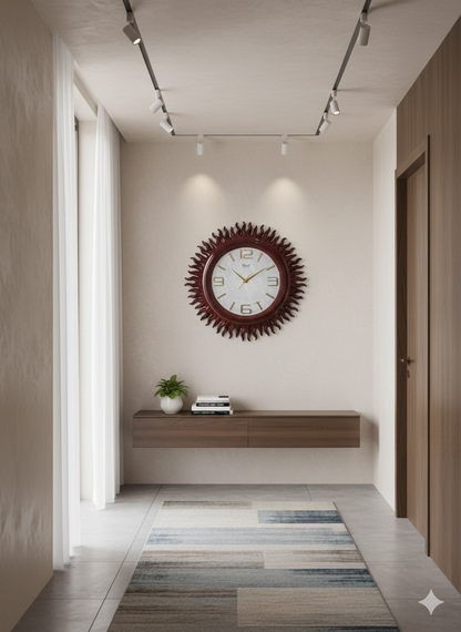 Sunburst Elegance: Decorative Wall Clock/ SUN/WOODLOOK/CLOCK/BIG/HUGE CLOCK