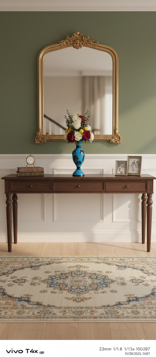 Ornate Enameled Vases (16-Inch)Deep Red (with gold accents), saturated Bright Blue, and lively Lime Green , Without flower.