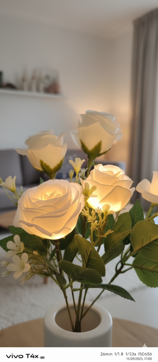 Petals in Focus: Intimate Rose Detail Artificial Flowers for Decoration Rose Flower Bunch with vase/Pot, Home/Office Decor, Gift, Artificial Plant, Craft