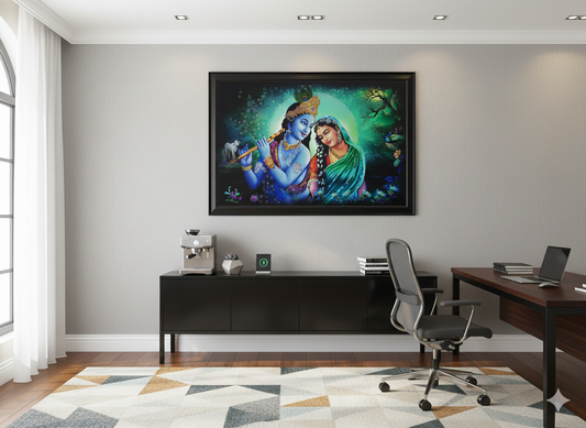 Divine Love Embossed: Radha Krishna Stone Work Frame