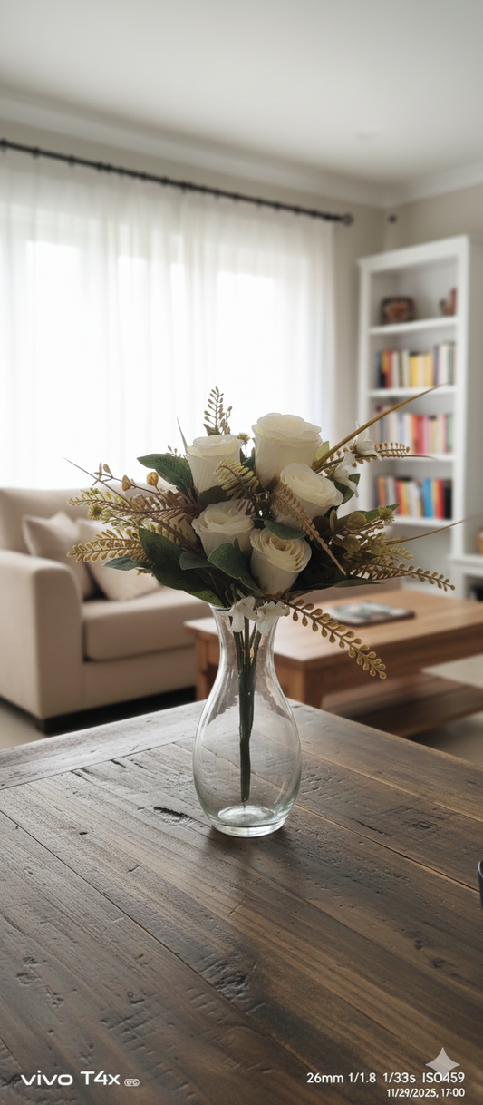 Artificial Flowers for Decoration Rose Flower Bunch for vase/Pot, Home/Office Decor, Gift, Artificial Plant, Craft, Without Vase