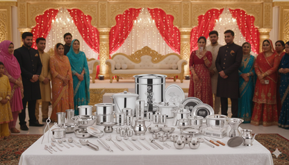 "Dawat-E-Nikah" Kitchen Set: Wedding Stage Presentation 145piece Heavy steel with best quality steel / 40kg approx.