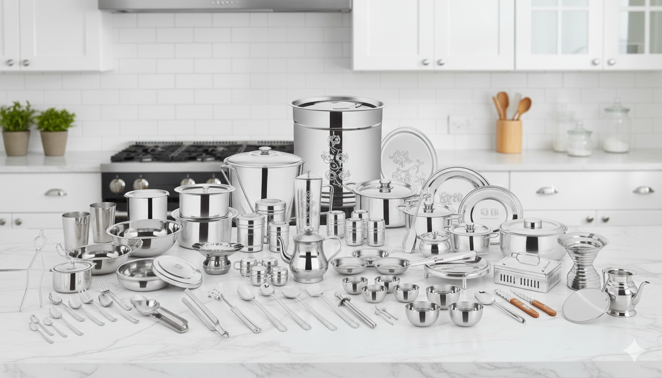 "Dawat-E-Nikah" Kitchen Set: Wedding Stage Presentation 145piece Heavy steel with best quality steel / 40kg approx.