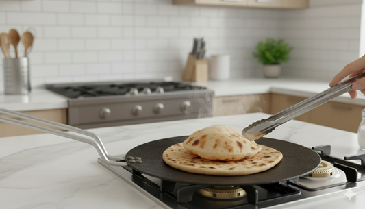 Traditional Iron Tawa with Stainless Steel Handle