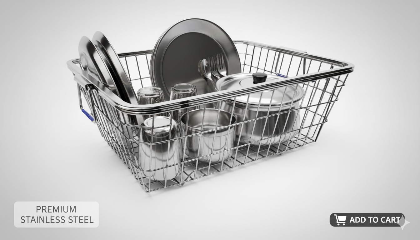 Premium Stainless Steel Utensil Drying Basket (Bartan Tokra)