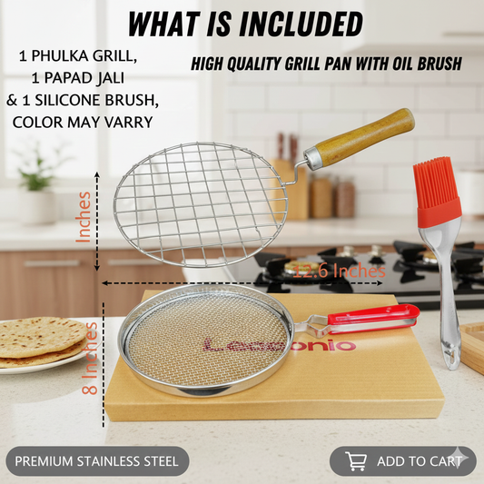 The Essential Kitchen Combo: Premium Phulka Grill & Papad Roaster Set