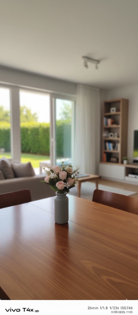 Pink Rose Artificial Flower Bunch Soft Petals, Sunlight Glow