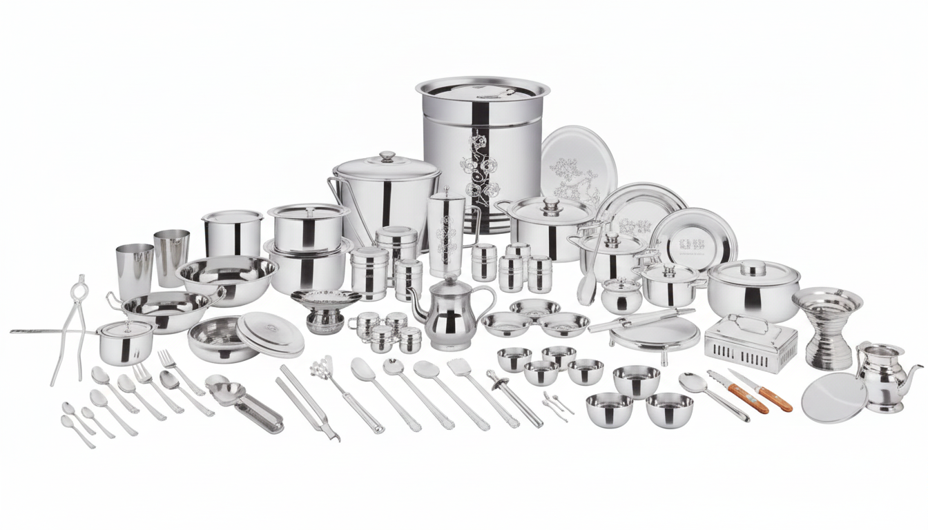 "Dawat-E-Nikah" Kitchen Set: Wedding Stage Presentation 145piece Heavy steel with best quality steel / 40kg approx.