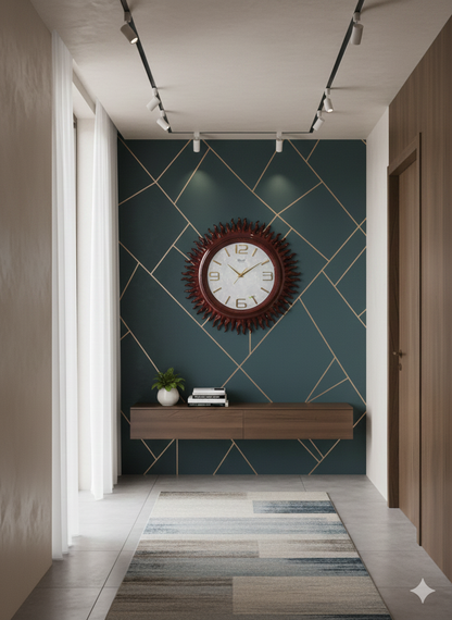 Sunburst Elegance: Decorative Wall Clock/ SUN/WOODLOOK/CLOCK/BIG/HUGE CLOCK