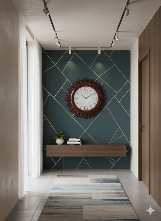 Sunburst Elegance: Decorative Wall Clock/ SUN/WOODLOOK/CLOCK/BIG/HUGE CLOCK