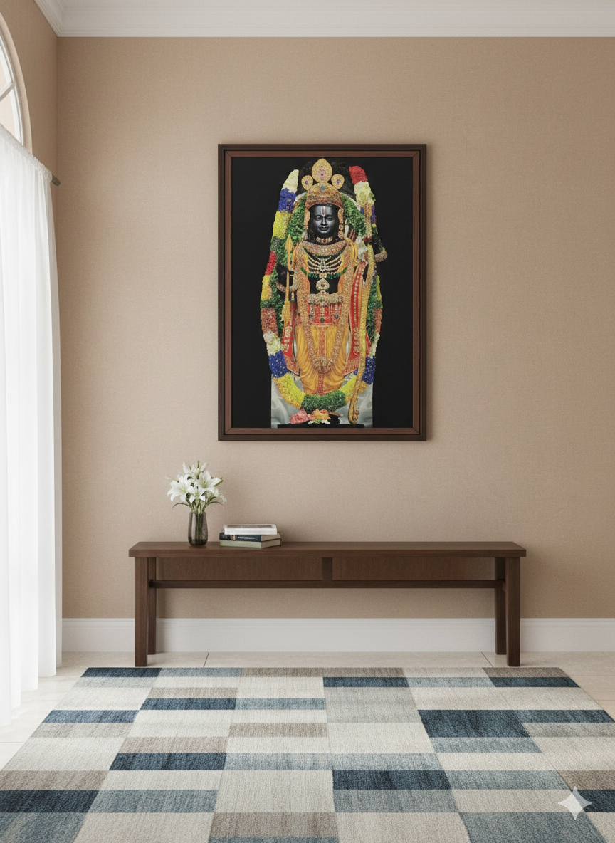 Mesmerizing Stone Work: Grandeur of Ayodhya: Lord Ram Ji Portrait (59 cm x 84cm)