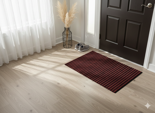 Rubber Strips Design Door Mat for Porch/Kitchen/Bathroom/Laundry Room, 16"-24" (Red)