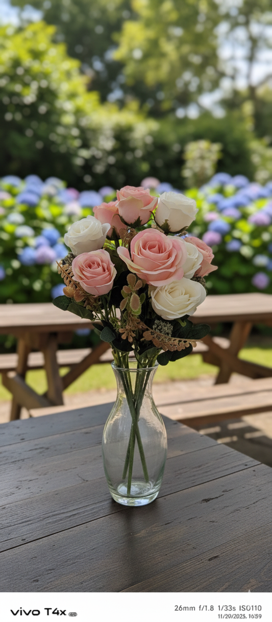 Artificial Flowers for Decoration Rose Flower Bunch for vase/Pot, Home/Office Decor, Gift, Artificial Plant, Craft, Without Vase