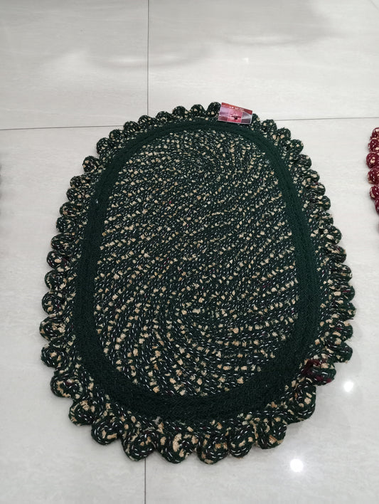 Oval Shape Durable Cotton Door Mat Heavy Duty Indoor Outdoor Easy Clean Mats for Living Room/Bathroom/Kitchen/Entrance