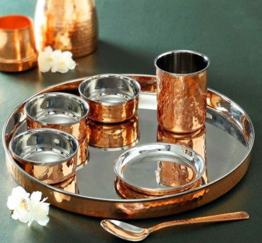 Copper Dinner Set Hammered design, Dinnerware