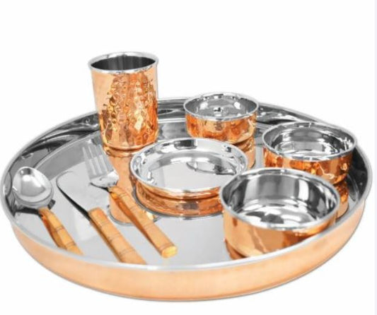 Copper Dinner Set Hammered design, Dinnerware