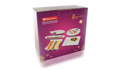 SUPERWARE | Pure Melamine |SERVING SET | Entertainment Set | 5 Pcs | Stain free, Glazed Finish
