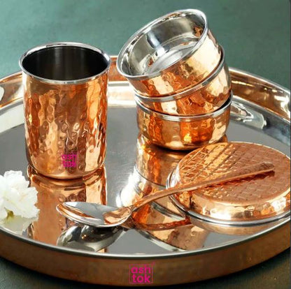 Copper Dinner Set Hammered design, Dinnerware