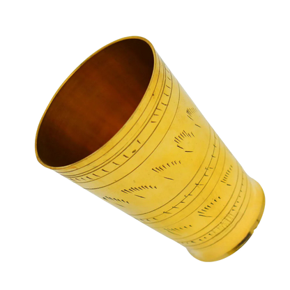 Brass Lassi Glass with Embossed Design, Drinkware & Serveware for Lassi, Milk, and Water, Golden color handcrafted