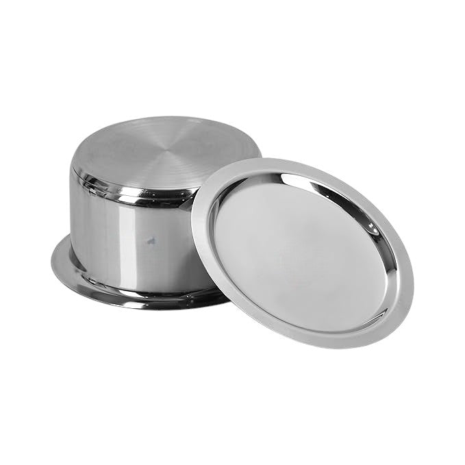 Vinod Stainless Steel 304 Grade Tope/Patila/Topiya with Lid Induction and Gas Stove Friendly, 2 Year Warranty, Silver
