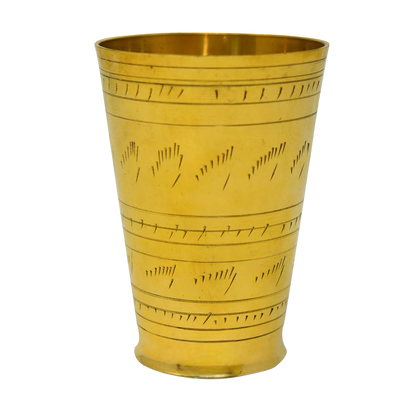 Brass Lassi Glass with Embossed Design, Drinkware & Serveware for Lassi, Milk, and Water, Golden color handcrafted